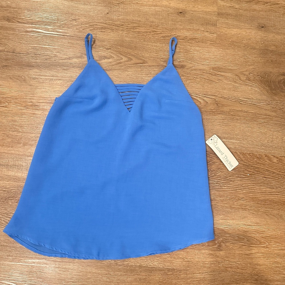 Anna Grace Lizard Thicket Blue Strappy V-Neck Camisole Cami Top Small NWT